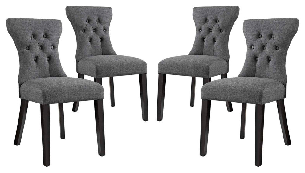 Silhouette Dining Side Chairs Upholstered Fabric Set of 4 by Modway