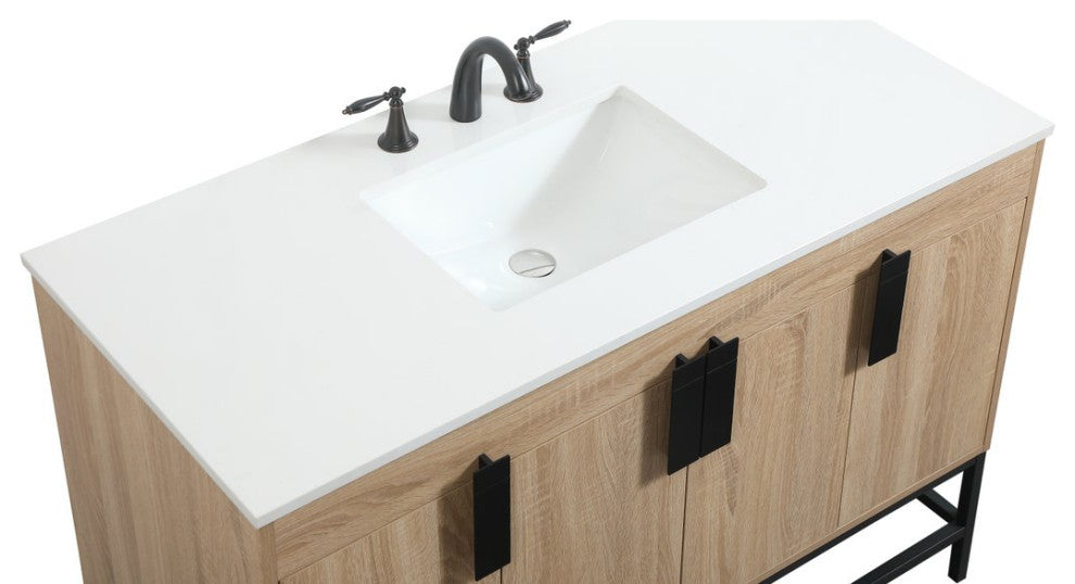 Home Living 22" Modern Mango Wood-Light Bathroom Vanity