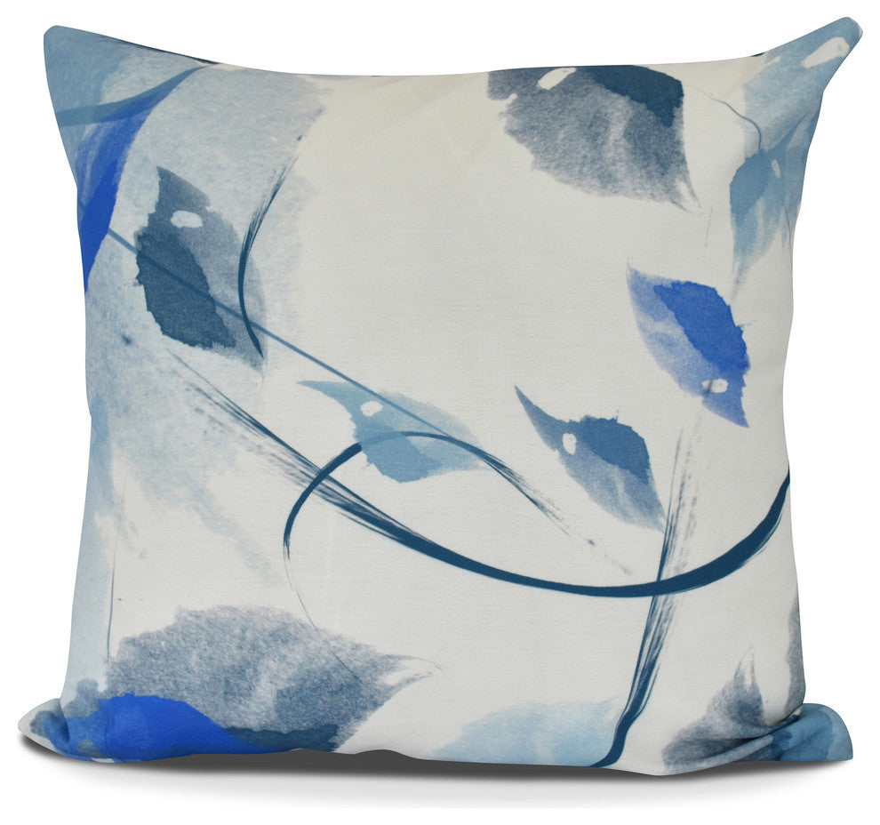 Windy, Floral Print Pillow, Navy Blue, 16" x 16"