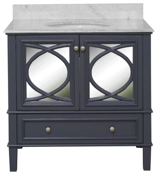 Olivia 36" Bathroom Vanity, Marine Gray, Carrara Marble