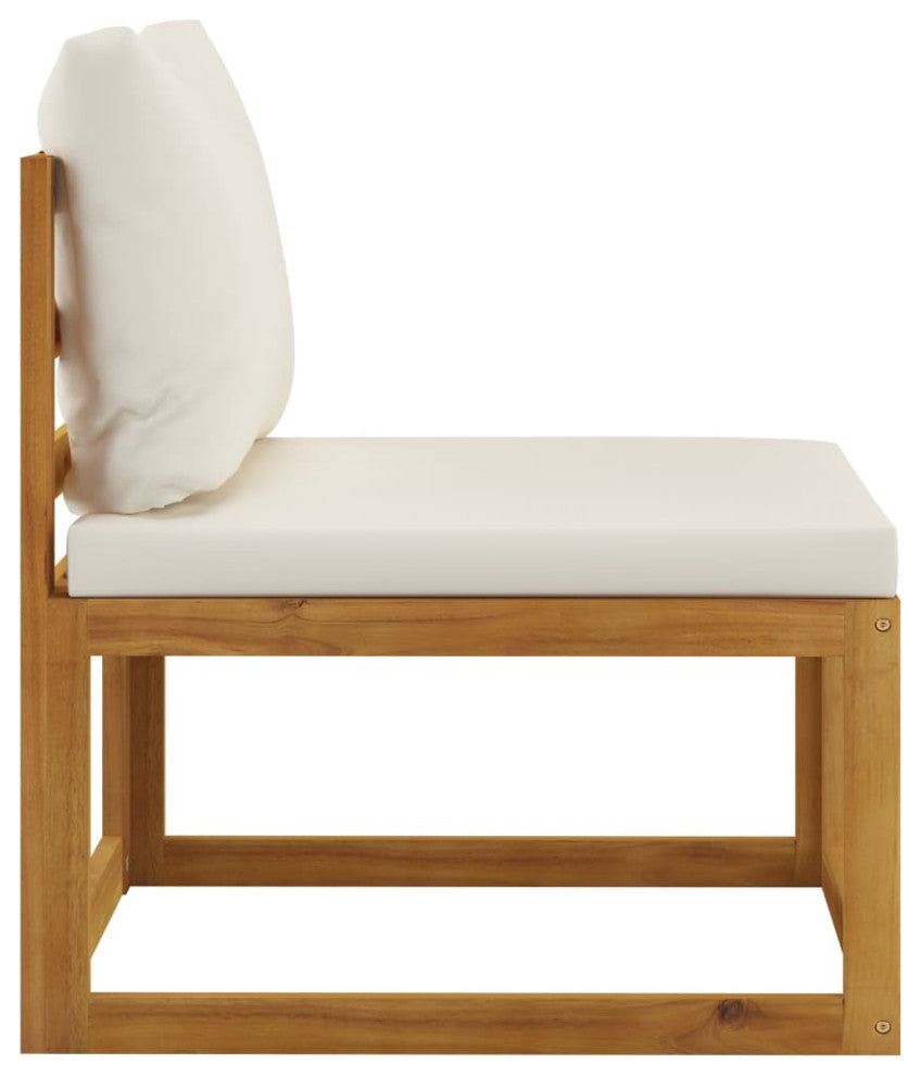 vidaXL 3 Piece Patio Lounge Set With Cream Cushions Solid Acacia Wood