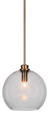 Kimbro 1-Light Stem Hung Pendant, New Age Brass/Smoke Bubble