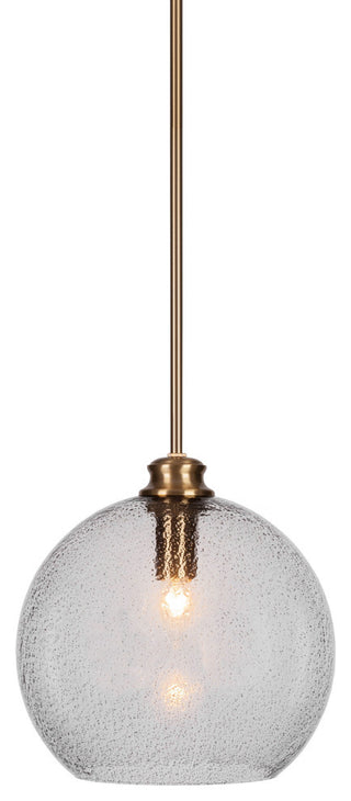 Kimbro 1-Light Stem Hung Pendant, New Age Brass/Smoke Bubble