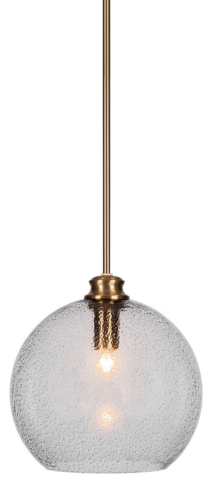 Kimbro 1-Light Stem Hung Pendant, New Age Brass/Smoke Bubble