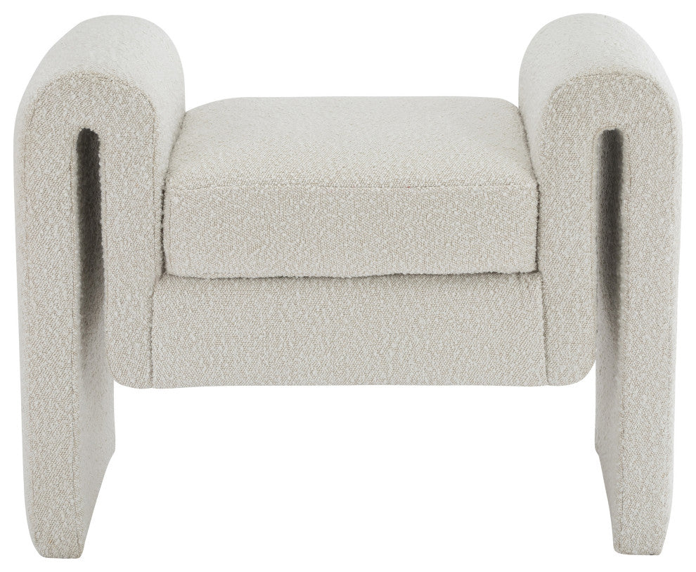 Stylus Boucle Fabric Upholstered Bench, Cream, 31.5" Wide