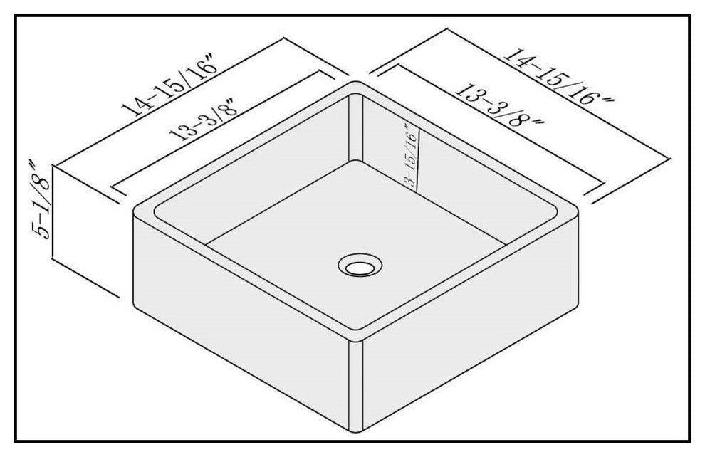 Fine Fixtures White Vitreous China Square Modern Vessel Sink