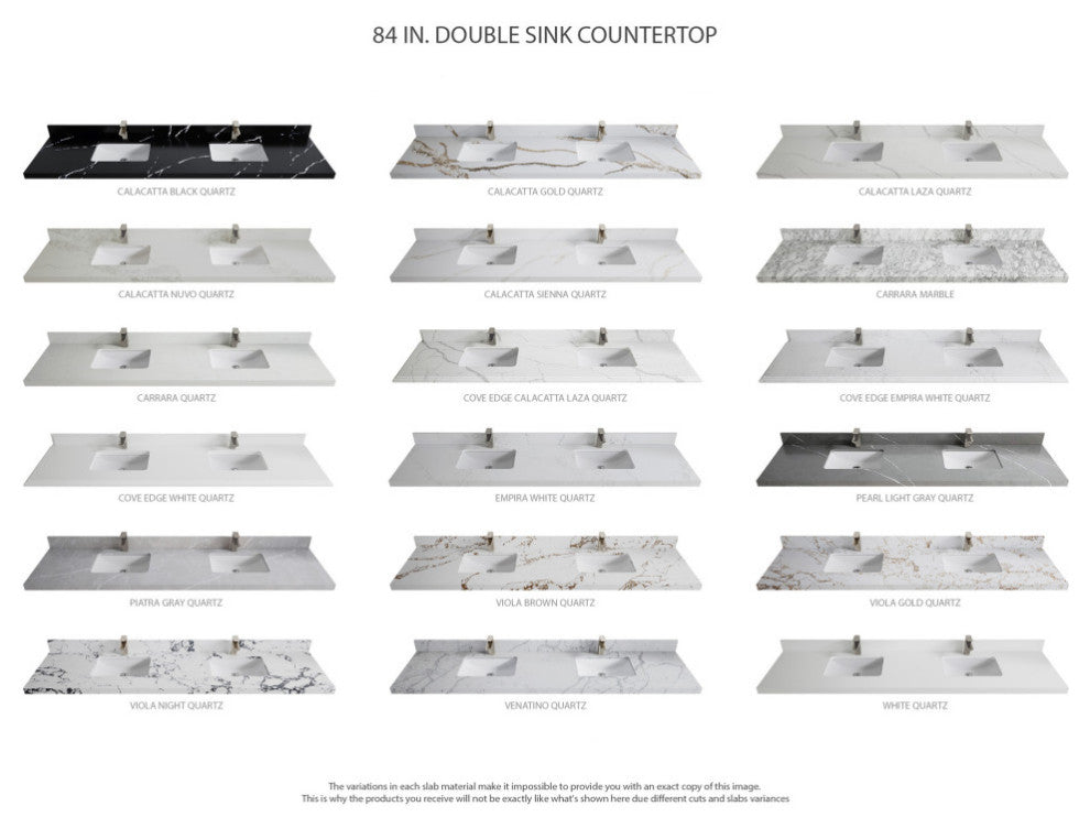 Aberdeen 84 Double Sink Bath Vanity in Coventry Gray 2" Calacatta Black