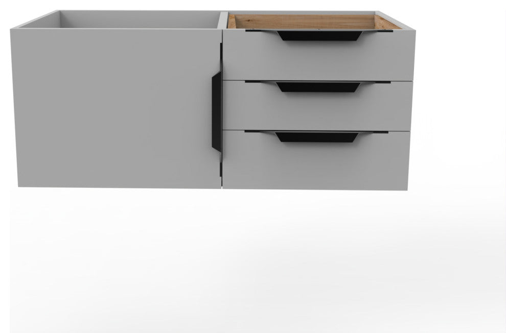 CastelloUSA Alpine 36" Wall Mounted Vanity, Base Only, Gray, Black Handles