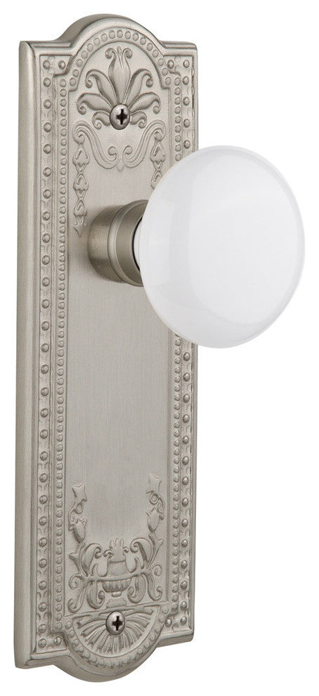 Meadows Plate Passage Door Knob, Satin Nickel