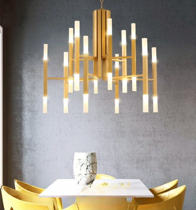 Zelbio | Gold/Black Postmodern LED Chandelier for Living Room, Gold, 36 Lights - Dia102.1xh70.1cm / Dia40.2xh27.6"