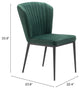 Dining Chair, Set of 2, Steel Metal, Fabric, Green, Black, Kitchen Cafe Bistro