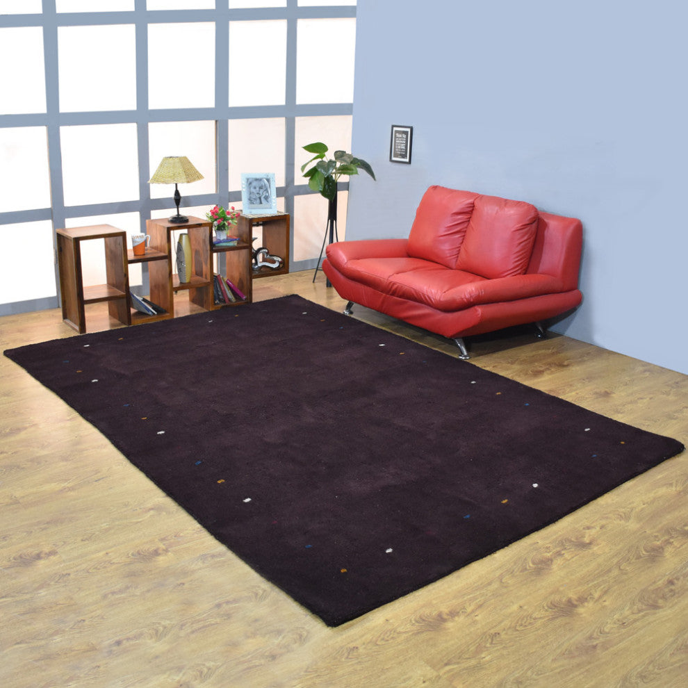 Hand Knotted Loom Silk Mix Area Rug Contemporary Brown