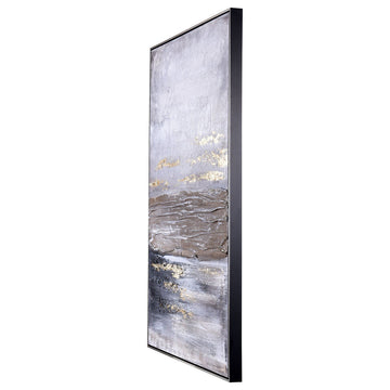 Ash Coast Abstract Hand painted Framed Canvas Art, 33"Wx48"H2"D