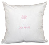 16"x16" Make A Wish, Word Print Pillow, Pink