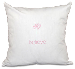 16"x16" Make A Wish, Word Print Pillow, Pink