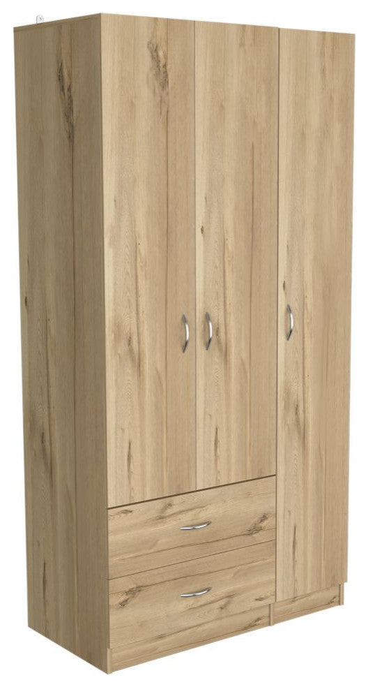 Three Door Armoire Clark, Bedroom, Light Oak / Black