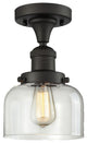Large Bell LED Semi-Flush Mount, Oil Rubbed Bronze, Glass: Clear