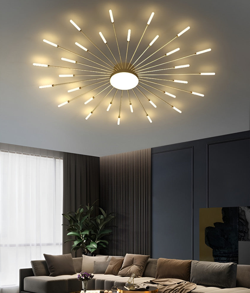 Yverdon-les-Bains | Creative Spiral LED Ceiling Light, Gold, 42 Heads