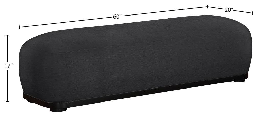 Calum Upholstered Bench, Black, Chenille Fabric, Black Finish