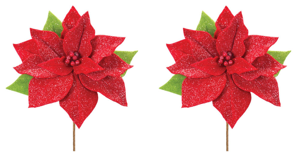 Poinsettia Flower Stem, Set of 2