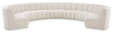 Infinity Black Boucle Fabric Upholstered Arc Shaped Modular Sectional, Cream, 9-Piece, Arc-Shaped