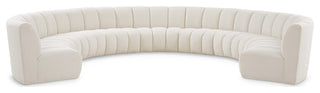 Infinity Black Boucle Fabric Upholstered Arc Shaped Modular Sectional, Cream, 9-Piece, Arc-Shaped