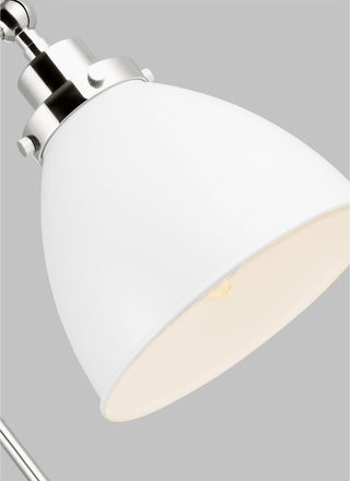 Wellfleet Double Arm Dome Task Sconce, Matte White and Polished Nickel
