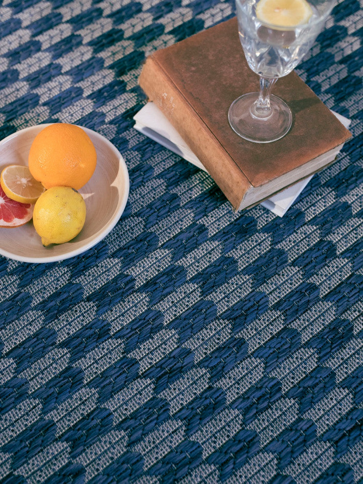 Outdoor Collection Geometric Rug - Bohemian Rug, Midnight Blue, 5'3"x7'6"