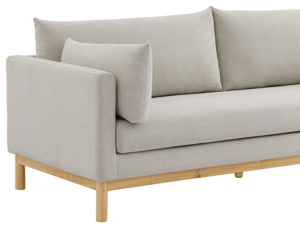 Langham Linen Textured Fabric Upholstered Sofa, Beige