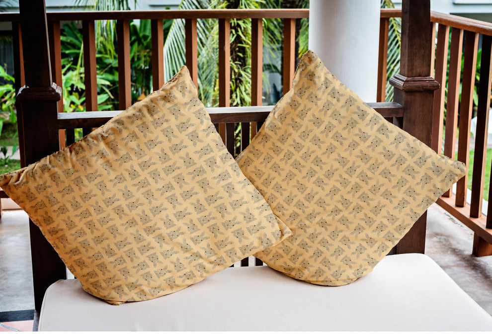Criss Cross Bunnies Easter Indoor/Outdoor Throw Pillow, Corn Yellow, 16x16"