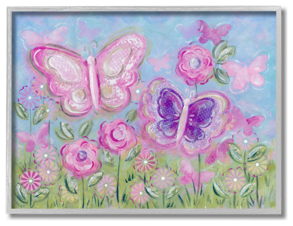 Stupell Industries Pastel Butterflies in a Garden, 11 x 14