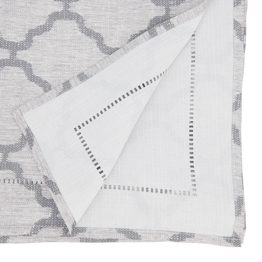 Runner With Laser-Cut Hemstitch Design, Grey, 16"x108"