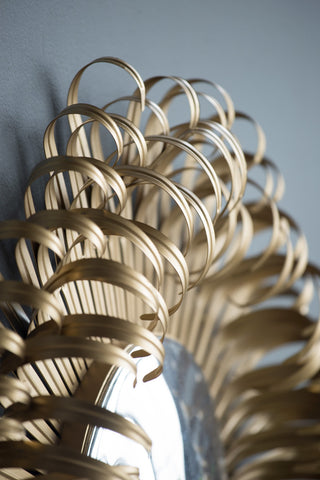 Gewnee 27", Sunburst Design Wall Mirror Decorative Golden Finish