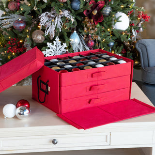 72" 3" Christmas Ornament Storage Box With Drawers