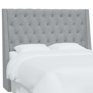 Tufted Sloped Wingback Headboard, Nail Trim, Zuma Pumice, Full