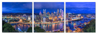 Pittsburgh, Pennsylvania Skyline, 3-Panel Canvas Print Wall Art, 60"x20"