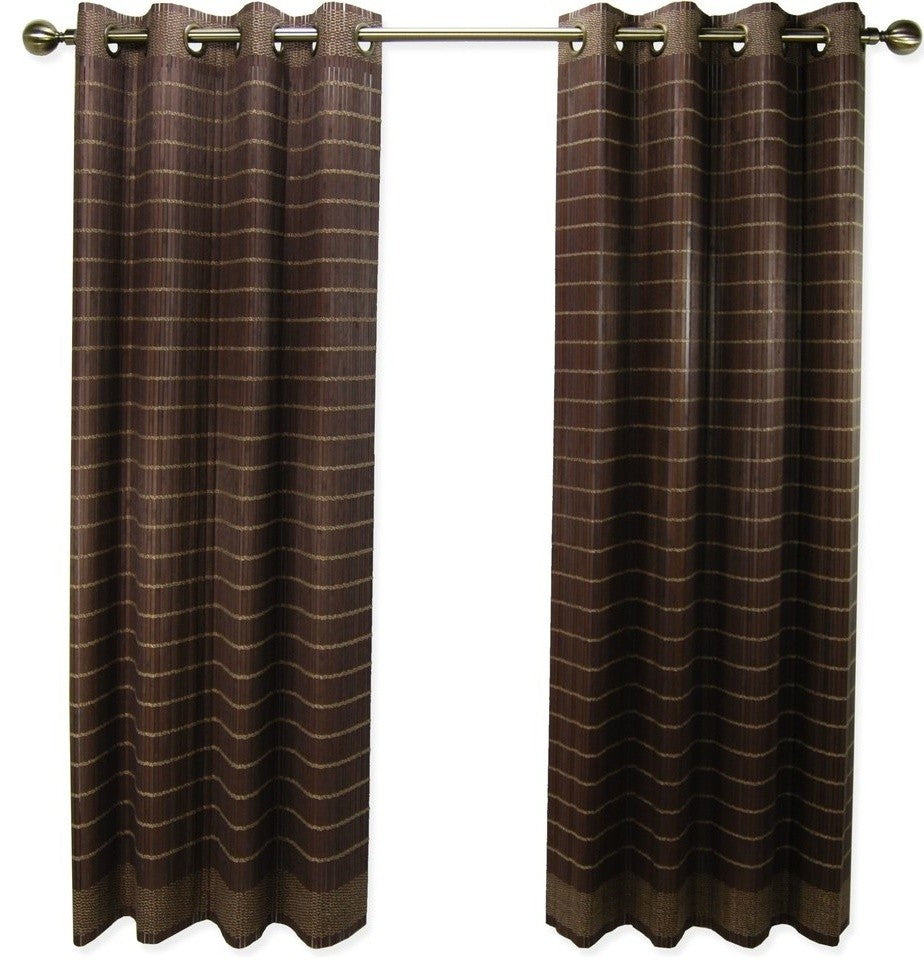 Versailles Bamboo Wood Curtain Panel With Grommets, 42"x63" Walnut