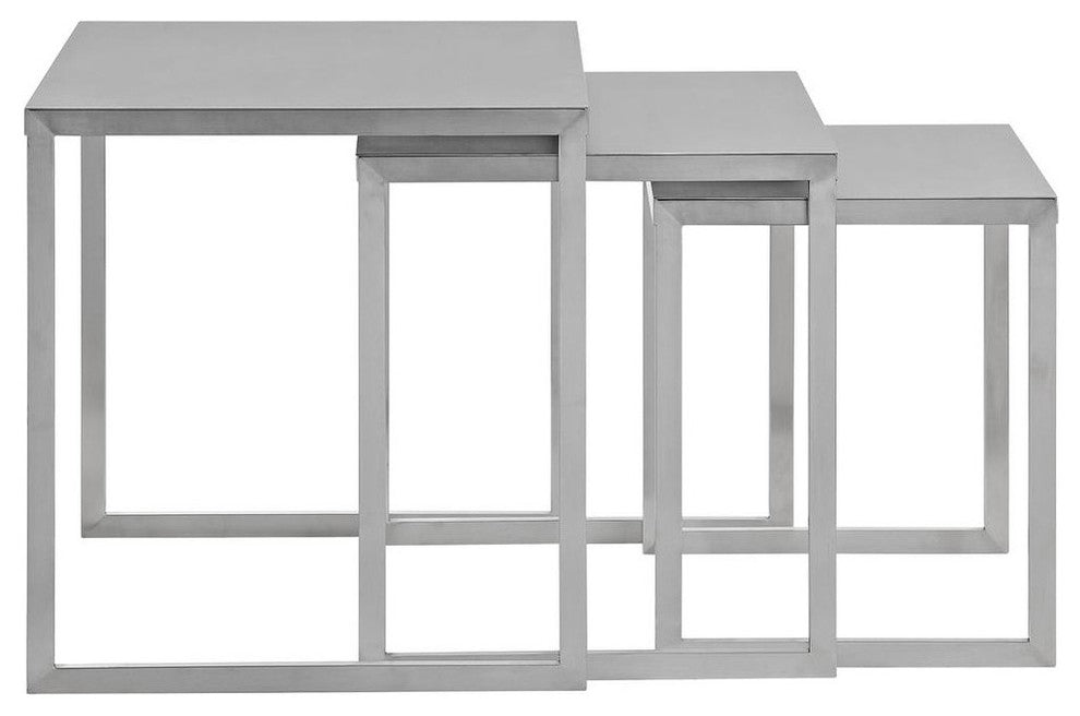 Modern Silver Rail Stainless Steel Nesting Table