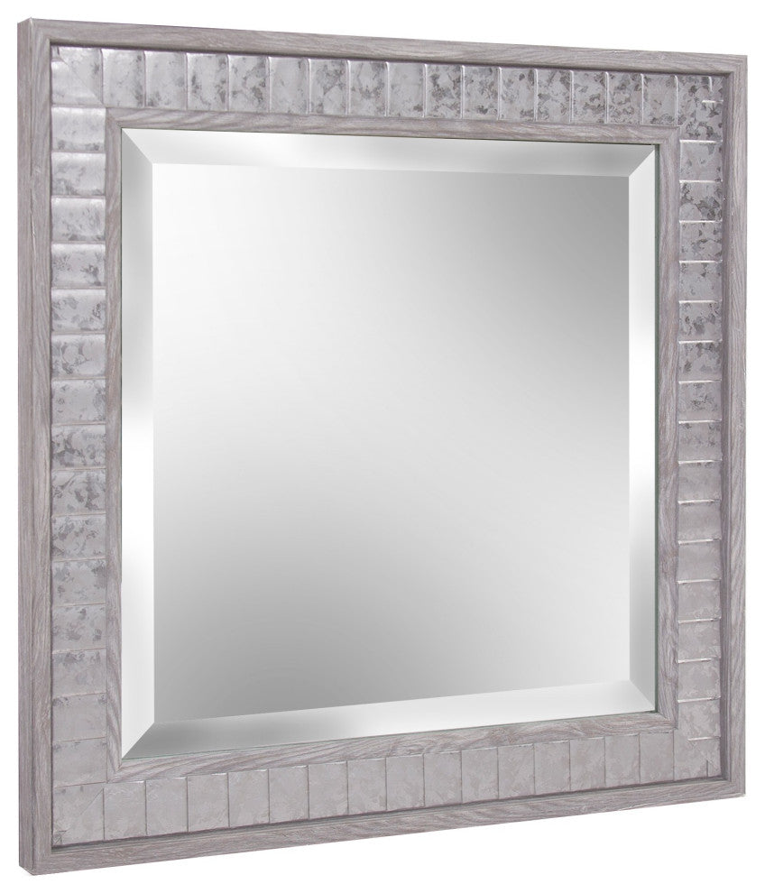 Warm Gray Faux Wood Square Mirror