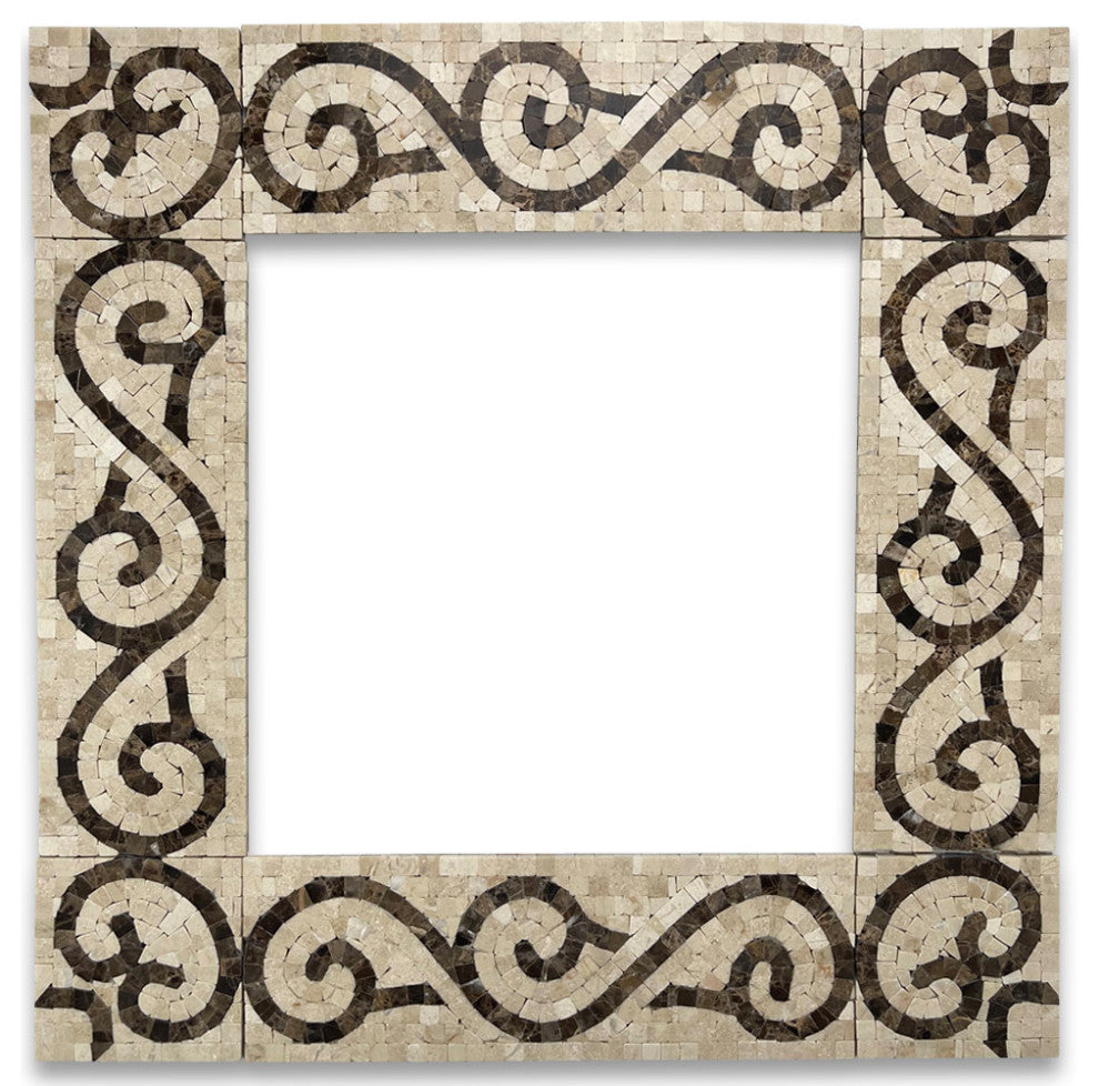 Marble Mosaic Border Bathroom Listello Tile Vine Crema 4x12 Polished, 1 piece