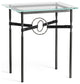 Equus Side Table, Black Finish, Natural Iron Accents, Black Leather Strap