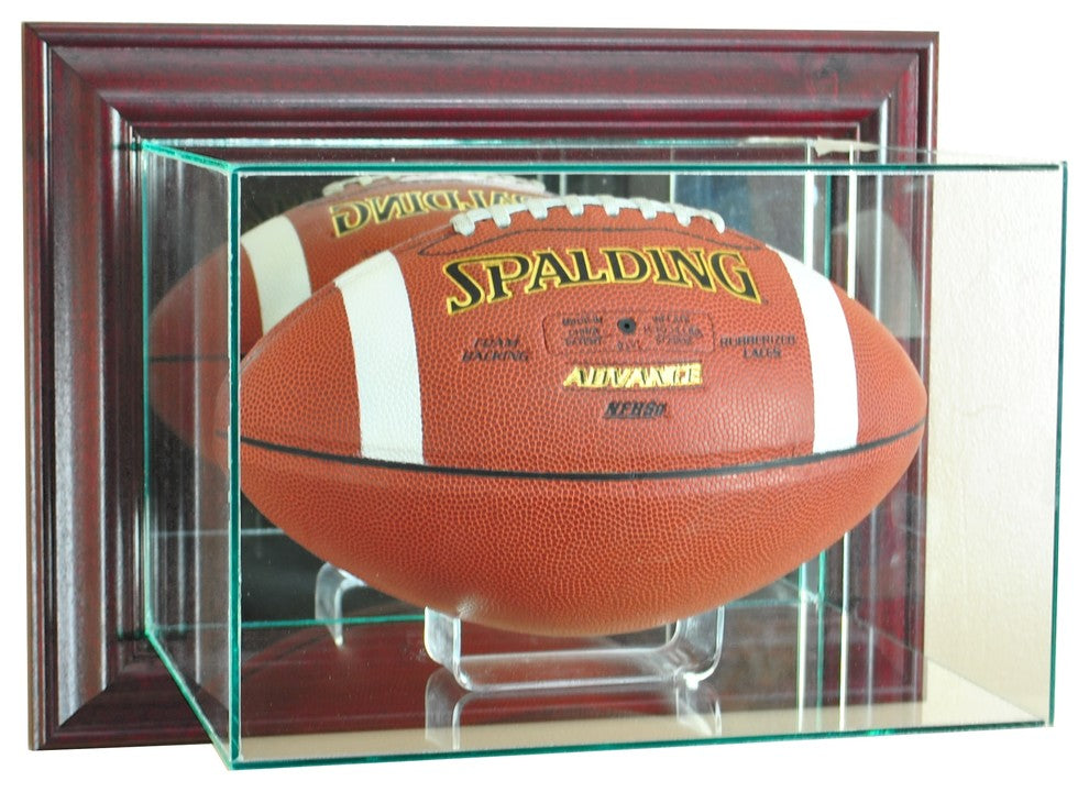 Wall Mounted Football Display Case, Cherry