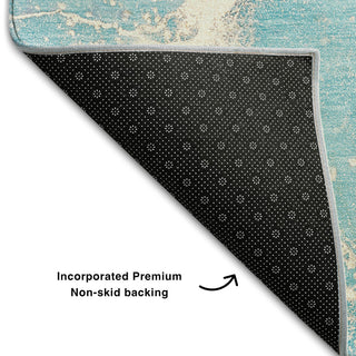 Premium Machine Washable Mayfield AMF510 Teal 5' x 7'6" Rug