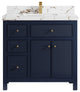 Sonoma 36" Center Sink Bath Vanity in Hale Navy Blue, 2" Viola Gold
