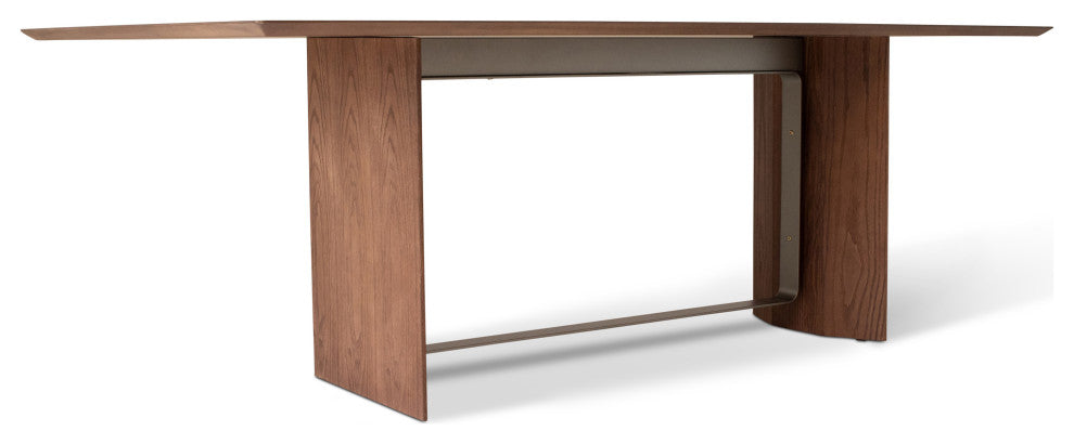 Modern Brazilian, Jordania, Dining Table, Nogal Frame, Titanium Metal Accent