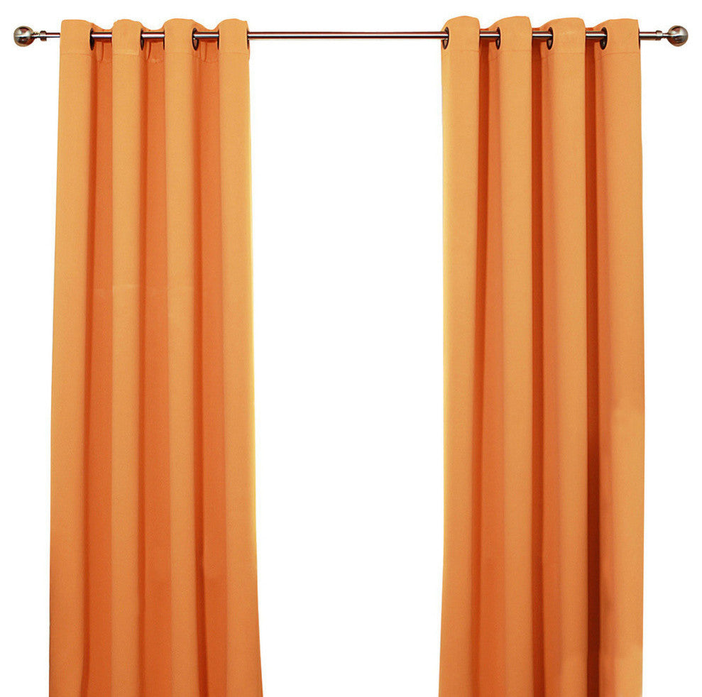 Solid Grommet Top Thermal Insulated Blackout Curtains, Orange, 72"