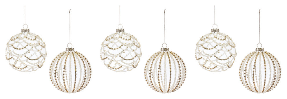 Jeweled Glass Ball Ornament, 6-Piece Set