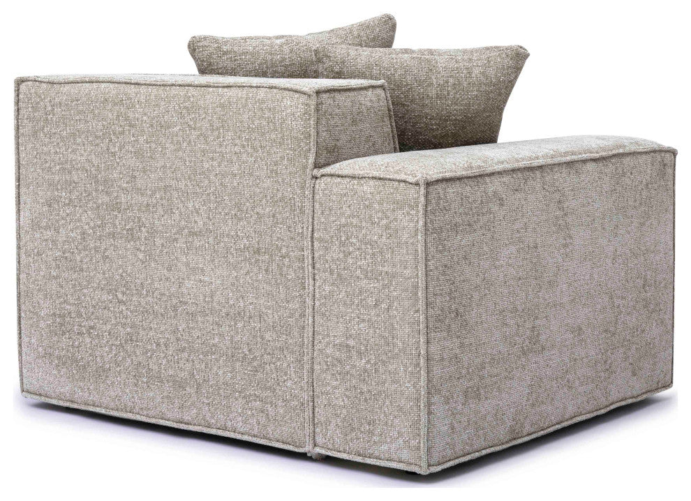 Mindy Chenille Basketweave Left Arm Facing Corner Chair, Taupe