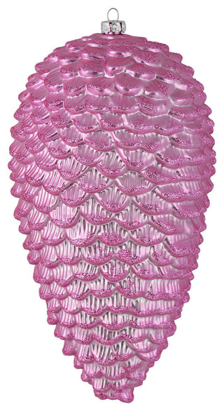 Vickerman Matte Glitter Pinecone, Pink, 10"