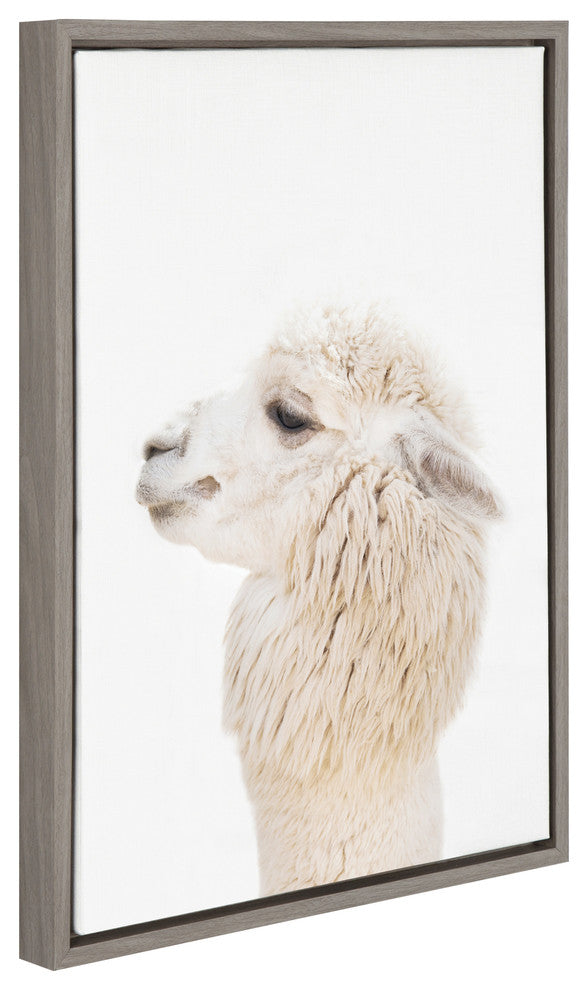Sylvie Studio Alpaca Animal Print Framed Canvas Art by Amy Peterson, 18x24